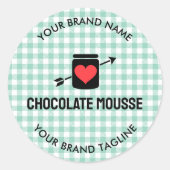 Sticker Rond Gingham Checks Green Pattern Jar Label Business (Devant)