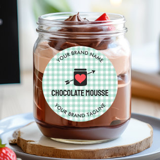 Sticker Rond Gingham Checks Green Pattern Jar Label Business