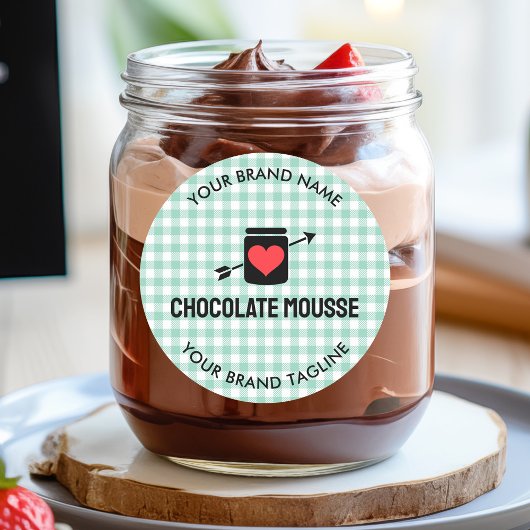 Sticker Rond Gingham Checks Green Pattern Jar Label Business