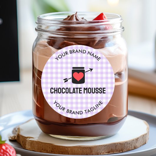 Sticker Rond Gingham Checks Purple Pattern Jar Label Business