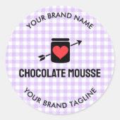 Sticker Rond Gingham Checks Purple Pattern Jar Label Business (Devant)