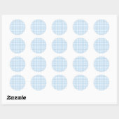 Sticker Rond Gingham Classique Bleu Bébé (Feuille)