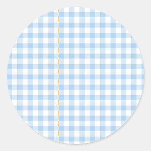 Sticker Rond Gingham Classique Bleu Bébé