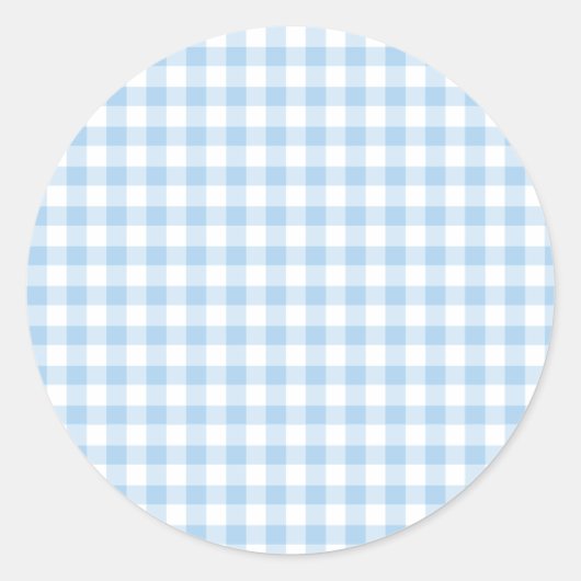 Sticker Rond Gingham Classique Bleu Bébé (Devant)