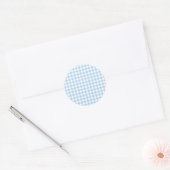 Sticker Rond Gingham Classique Bleu Bébé (Enveloppe)