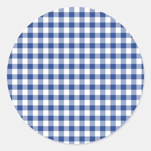 Sticker Rond Gingham Classique Bleu Vrai (Devant)