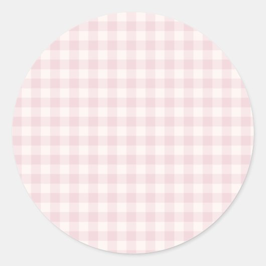 Sticker Rond Gingham Classique de Printemps | Douce Rose (Devant)