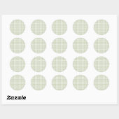Sticker Rond Gingham Classique Début d'Automne | Olive Douce (Feuille)