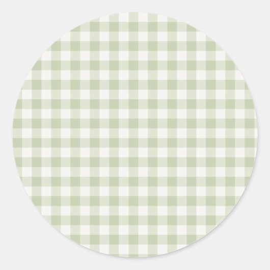 Sticker Rond Gingham Classique Début d'Automne | Olive Douce (Devant)