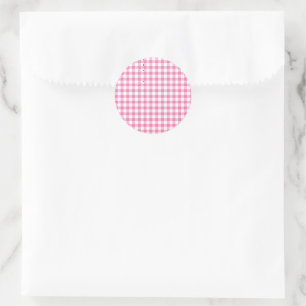 Sticker Rond Gingham Classique Fuchsia