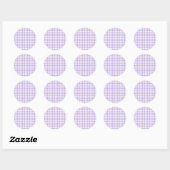Sticker Rond Gingham Classique Lavande Douce (Feuille)
