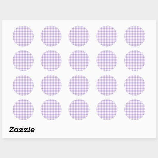 Sticker Rond Gingham Classique Lavande Douce (Feuille)