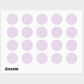 Sticker Rond Gingham Classique Lilas Clair (Feuille)