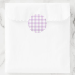 Sticker Rond Gingham Classique Lilas Clair