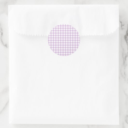 Sticker Rond Gingham Classique Lilas Clair (Sac)