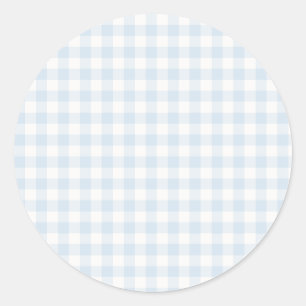 Sticker Rond Gingham Classique Printanier Bleu Poudre