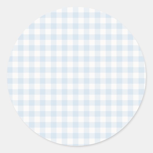 Sticker Rond Gingham Classique Printanier | Bleu Poudre (Devant)