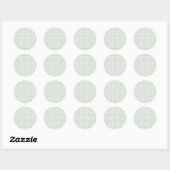 Sticker Rond Gingham Classique Printemps | Sauge Émoussée (Feuille)
