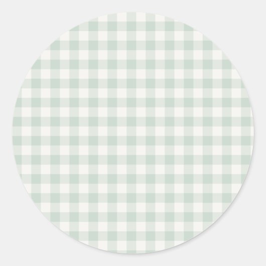 Sticker Rond Gingham Classique Printemps | Sauge Émoussée (Devant)