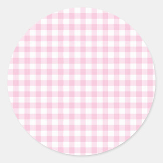 Sticker Rond Gingham Classique Rose Clair