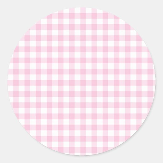 Sticker Rond Gingham Classique Rose Clair (Devant)