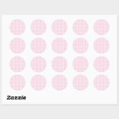 Sticker Rond Gingham Classique Rose Clair (Feuille)