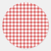 Sticker Rond Gingham Classique Rouge Corail (Devant)