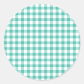 Sticker Rond Gingham Classique Vert Bleu de Bluegrass  (Devant)