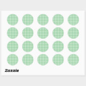 Sticker Rond Gingham Classique Vert d'Été  (Feuille)