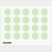 Sticker Rond Gingham Classique Vert Printemps (Feuille)