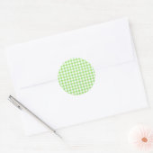Sticker Rond Gingham Classique Vert Printemps (Enveloppe)