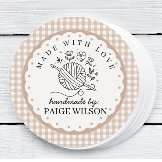 Sticker Rond Gingham Crochet 