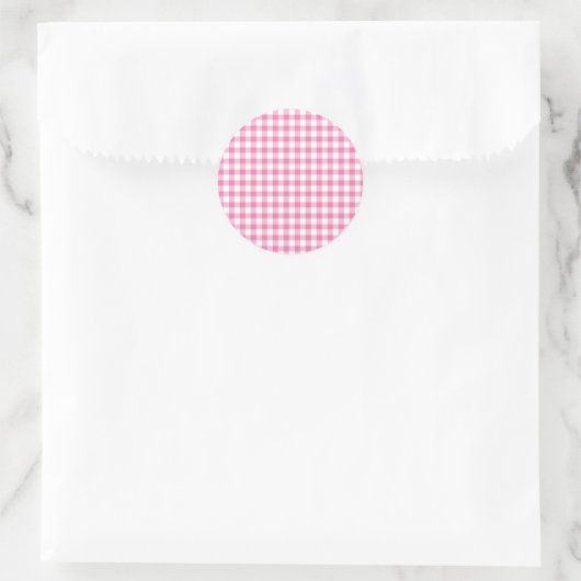 Sticker Rond Gingham Fuchsia Classique (Sac)