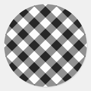 Sticker Rond Gingham noir et blanc