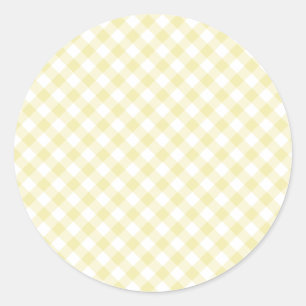 Sticker Rond Gingham Rétro Beurre Jaune