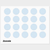 Sticker Rond Gingham Rétro Bleu Bébé (Feuille)