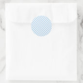 Sticker Rond Gingham Rétro Bleu Bébé (Sac)