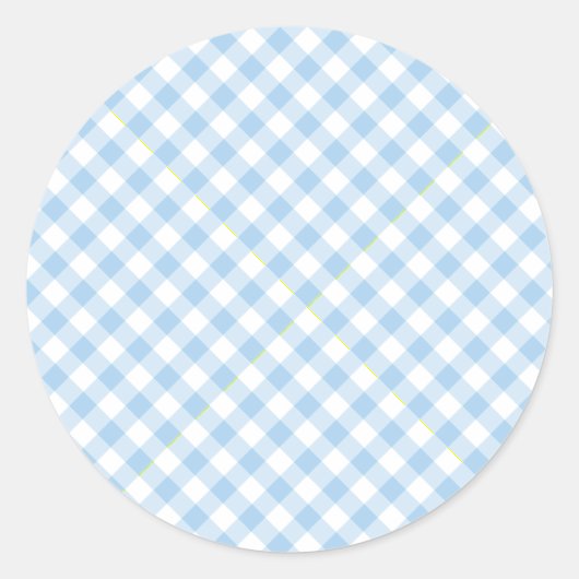 Sticker Rond Gingham Rétro Bleu Bébé (Devant)