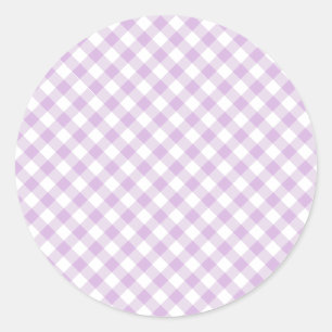 Sticker Rond Gingham Rétro Douce Lilas
