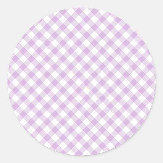 Sticker Rond Gingham Rétro Douce Lilas (Devant)
