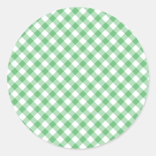 Sticker Rond Gingham Rétro Été Vert