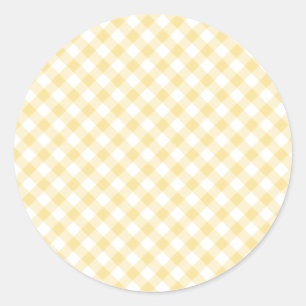 Sticker Rond Gingham Rétro Jaune Canari