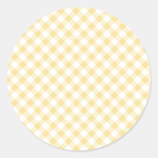 Sticker Rond Gingham Rétro Jaune Canari (Devant)