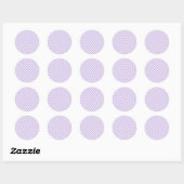 Sticker Rond Gingham Rétro Lavande Douce (Feuille)