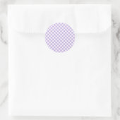 Sticker Rond Gingham Rétro Lavande Douce (Sac)