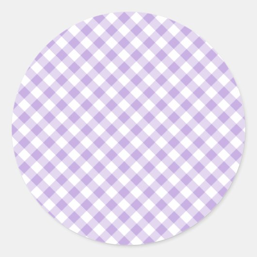 Sticker Rond Gingham Rétro Lavande Douce (Devant)