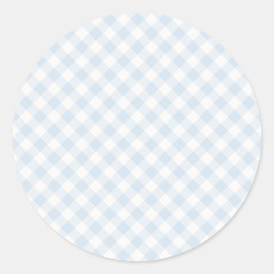 Sticker Rond Gingham Rétro Printemps Bleu Poudre