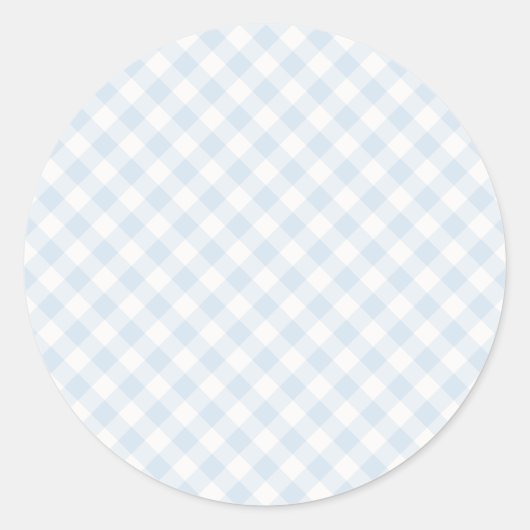 Sticker Rond Gingham Rétro Printemps | Bleu Poudre (Devant)