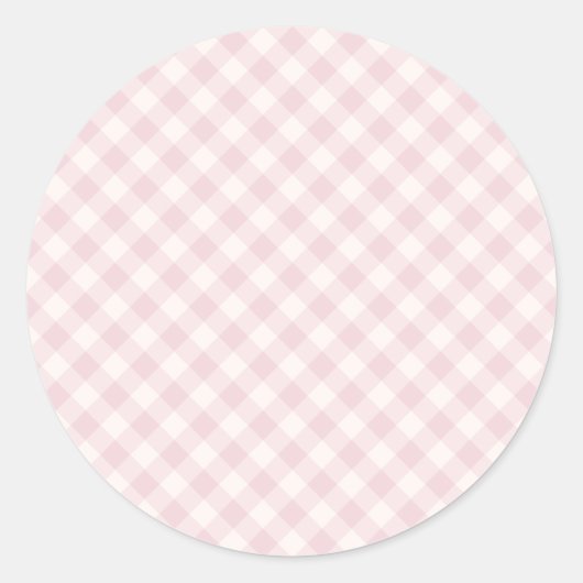 Sticker Rond Gingham Rétro Printemps | Douce Rose (Devant)