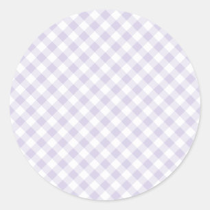 Sticker Rond Gingham Rétro Printemps   Lavande Poussiéreuse
